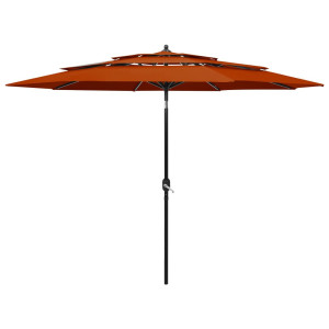 vidaXL Parasol 3-laags met aluminium paal 3 m terracottakleurig