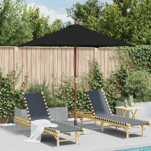 vidaXL Parasol met houten paal 150x200 cm zwart