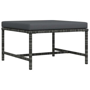 vidaXL Voetensteun sectioneel met kussen poly rattan grijs