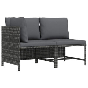 vidaXL 2-delige Loungeset met kussens poly rattan grijs