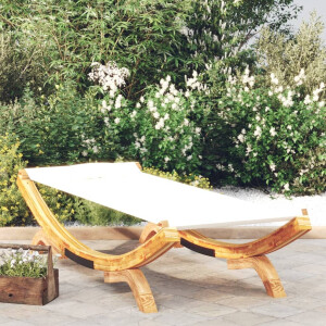 vidaXL Loungebed 100x188,5x44 cm massief gebogen hout crèmekleurig