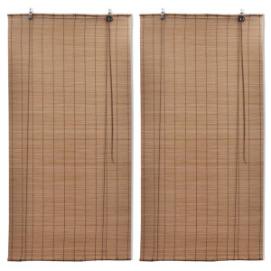 vidaXL Rolgordijnen 2 st 80x160 cm bamboe bruin