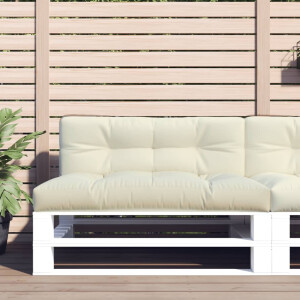 vidaXL Palletkussen 120x40x12 cm stof crèmekleurig