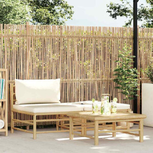 vidaXL 3-delige Loungeset met crèmewitte kussens bamboe