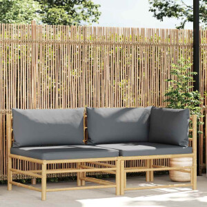 vidaXL 2-delige Loungeset met donkergrijze kussens bamboe