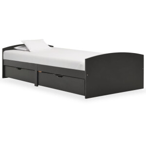 vidaXL Bedframe met 2 lades massief grenenhout grijs 90x200 cm