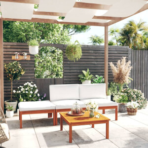 vidaXL 4-delige tuinloungeset met kussens crème 63x63 cm