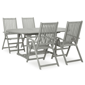 vidaXL 5-delige tuinset (150-200)x100cm massief acaciahout grijs