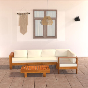 vidaXL 6-delige tuinloungeset met kussens 100x60 cm acaciahout