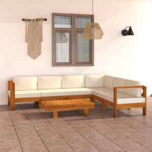 vidaXL 7-delige tuinloungeset met kussens 100x60 cm acaciahout