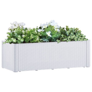 vidaXL Plantenbak hoog met zelfbewateringssysteem 100x43x33 cm wit