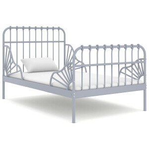 vidaXL Bedframe verlengbaar metaal grijs 80x130/200 cm