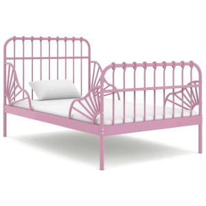 vidaXL Bedframe verlengbaar metaal roze 80x130/200 cm