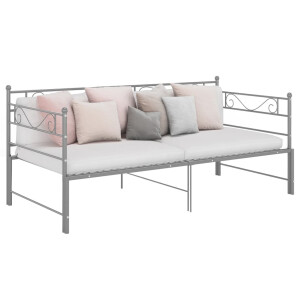 vidaXL Slaapbank uittrekbaar metaal grijs 90x200 cm