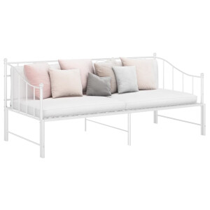 vidaXL Slaapbank uittrekbaar metaal wit 90x200 cm