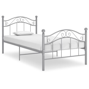 vidaXL Bedframe metaal grijs 90x200 cm
