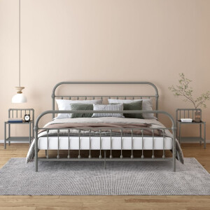 vidaXL Nachtkastjes 2 st metaal en glas grijs en zwart