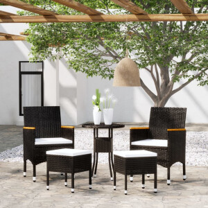 vidaXL 5-delige Loungeset poly rattan zwart