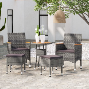 vidaXL 5-delige Loungeset poly rattan grijs