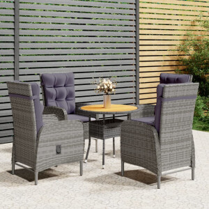 vidaXL 5-delige Bistroset poly rattan grijs