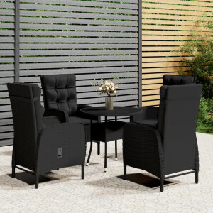 vidaXL 5-delige Tuinset poly rattan zwart