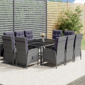 vidaXL 11-delige Tuinset poly rattan grijs
