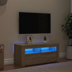 vidaXL Tv-meubel met LED-verlichting 90x35x40 cm sonoma eikenkleurig