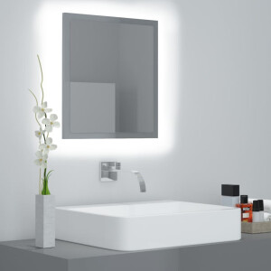 vidaXL Badkamerspiegel LED 40x8,5x37 cm acryl hoogglans grijs