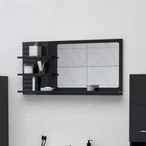 vidaXL Badkamerspiegel 90x10,5x45 cm bewerkt hout hoogglans zwart
