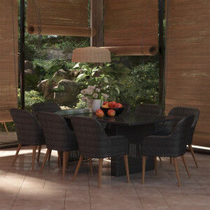 vidaXL 9-delige Tuinset poly rattan zwart