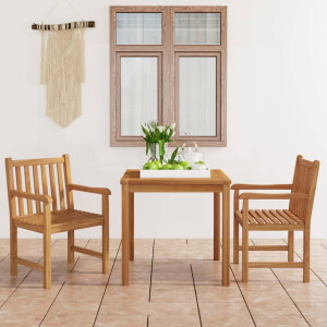 vidaXL 3-delige tuinset 80x80 cm massief teakhout