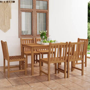 vidaXL 7-delige tuinset 140x80 cm massief teakhout