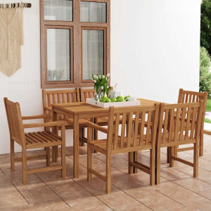 vidaXL 7-delige tuinset 140x80 cm massief teakhout