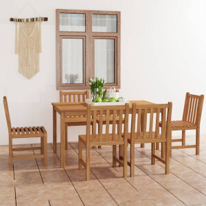 vidaXL 7-delige tuinset 150x90 cm massief teakhout