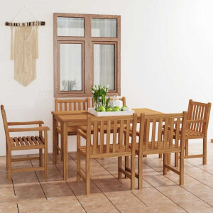 vidaXL 7-delige tuinset 150x90 cm massief teakhout