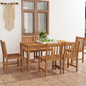vidaXL 7-delige tuinset 160x80 cm massief teakhout