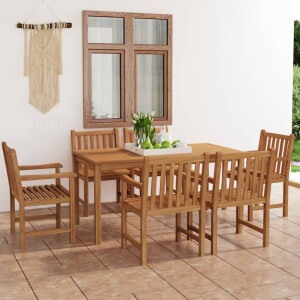 vidaXL 7-delige tuinset 160x80 cm massief teakhout