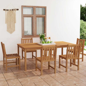 vidaXL 7-delige tuinset 200x100 cm massief teakhout