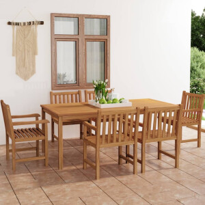 vidaXL 7-delige tuinset 200x100 cm massief teakhout