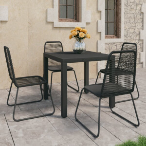 vidaXL 5-delige Tuinset PVC-rattan zwart