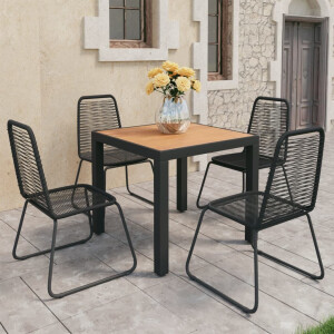 vidaXL 5-delige Tuinset PVC-rattan zwart en bruin