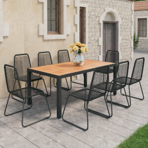 vidaXL 9-delige Tuinset PVC-rattan zwart en bruin