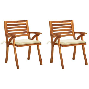 vidaXL Tuinstoelen 2 st met kussens massief acaciahout