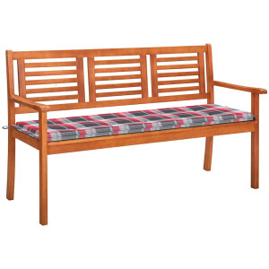 vidaXL Tuinbank 3-zits met kussen 150 cm massief eucalyptushout
