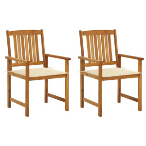 vidaXL Tuinstoelen 2 st met kussens massief acaciahout
