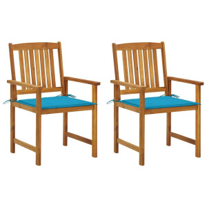 vidaXL Tuinstoelen 2 st met kussens massief acaciahout