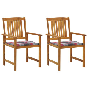 vidaXL Tuinstoelen 2 st met kussens massief acaciahout