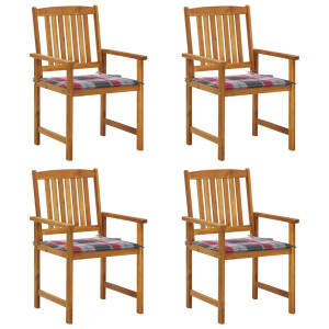 vidaXL Tuinstoelen 4 st met kussens massief acaciahout