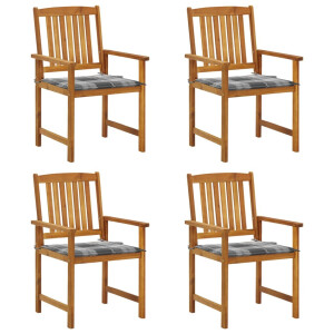 vidaXL Tuinstoelen 4 st met kussens massief acaciahout