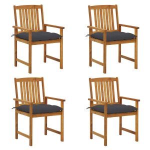 vidaXL Tuinstoelen 4 st met kussens massief acaciahout